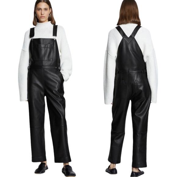 Proenza Schouler Pants - Proenza Schouler Leather Overalls Black 2 NWT